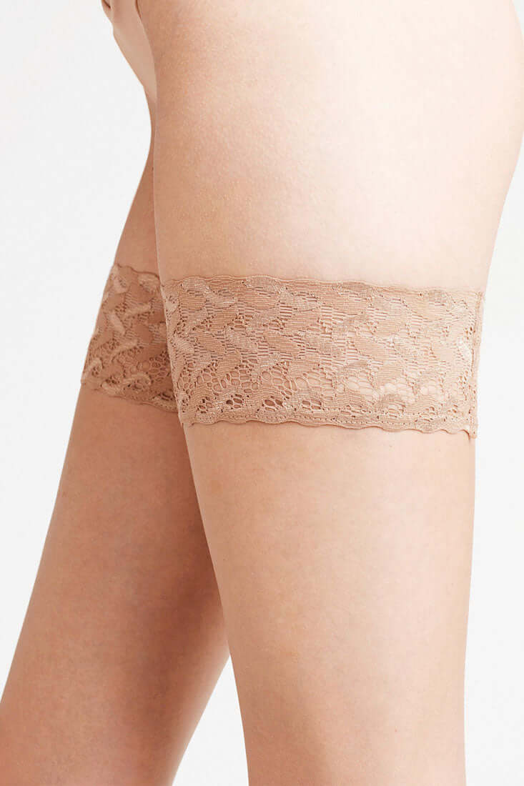 Falke Shelina 12 DEN Women Stay Ups Color: Powder Size: 8.5-9 at Petticoat Lane  Greenwich, CT