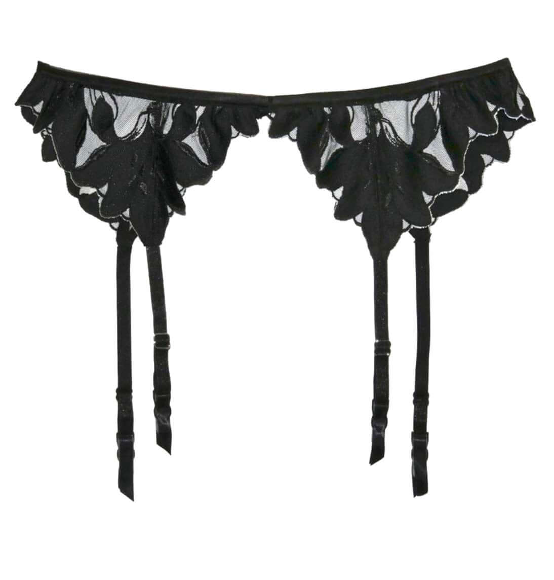 Fleur Du Mal Lily Embroidered Garter Belt Color: Black Size: XS at Petticoat Lane  Greenwich, CT
