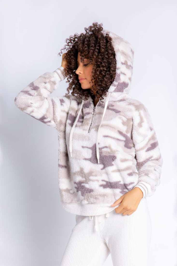 PJ Salvage Cozy Items Hoody Color: Camo, Olive Size: XS, S, M, L at Petticoat Lane  Greenwich, CT
