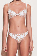 Fleur du Mal Lily Embroidered Plunge Demi Bra in Ivory