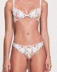 Fleur du Mal Lily Embroidered Plunge Demi Bra in Ivory