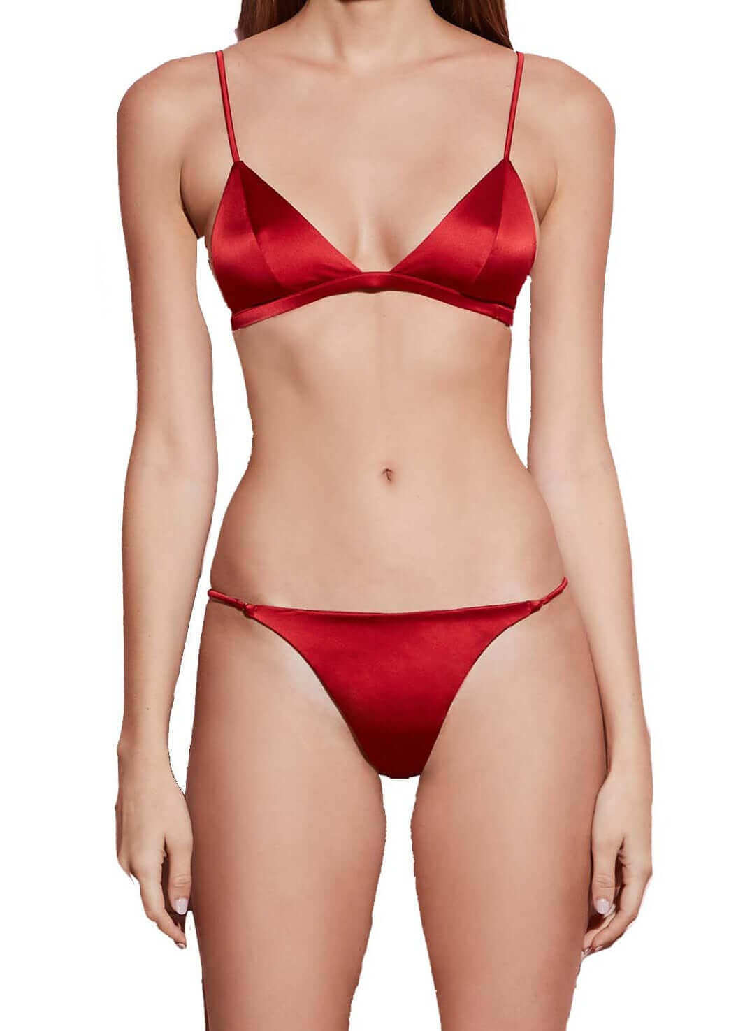 Fleur du Mal Luxe Triangle Bra in Red