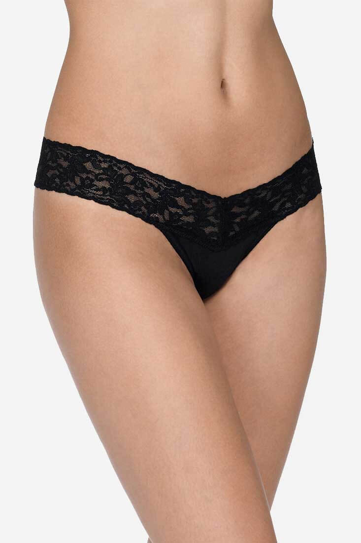 Hanky Panky Organic Cotton Low Rise Thong Color: Black, Navy, Chai, White, Cucumber Green, French Lavender  at Petticoat Lane  Greenwich, CT