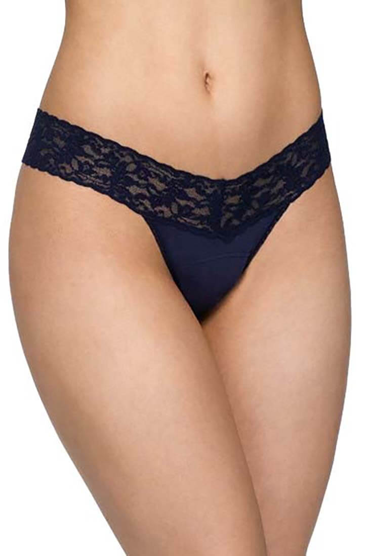 Hanky Panky Organic Cotton Low Rise Thong Color: Navy  at Petticoat Lane  Greenwich, CT
