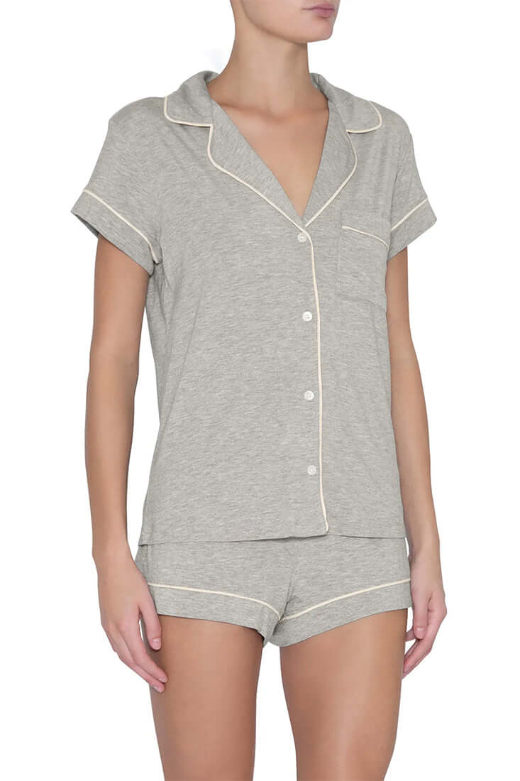 Eberjey Gisele Short PJ Set Color: Heather Grey/Pk Size: XS at Petticoat Lane  Greenwich, CT