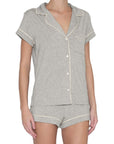 Eberjey Gisele Short PJ Set Color: Heather Grey/Pk Size: XS at Petticoat Lane  Greenwich, CT