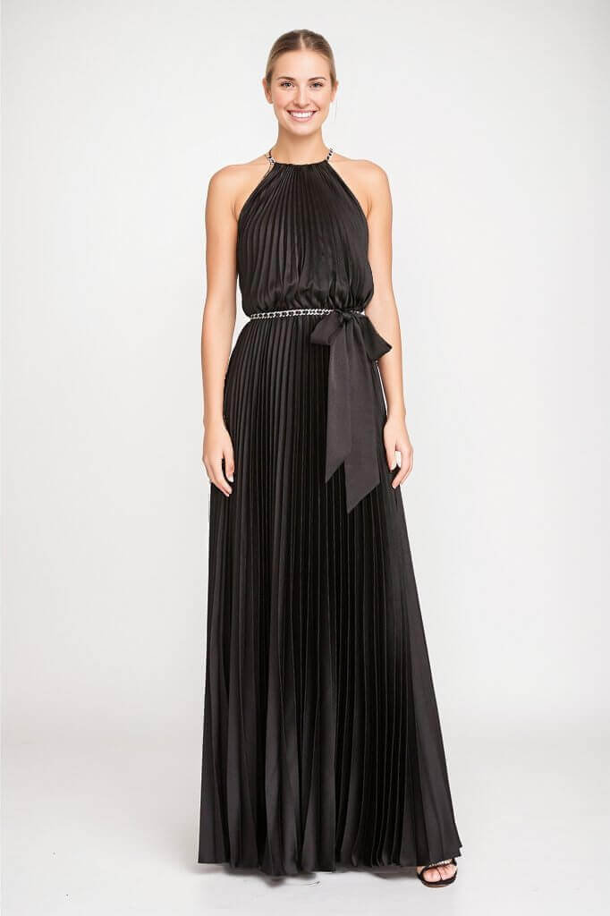 Monique Lhuillier Sleeveless Satin Long Dress