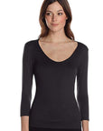 Only Hearts 3/4 Sleeve V Neck 2-Ply Color: Black Size: S at Petticoat Lane  Greenwich, CT