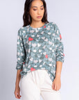 PJ Salvage Love In Camo Long Sleeve Top Color: Sage Size: XS, S, M, L at Petticoat Lane  Greenwich, CT