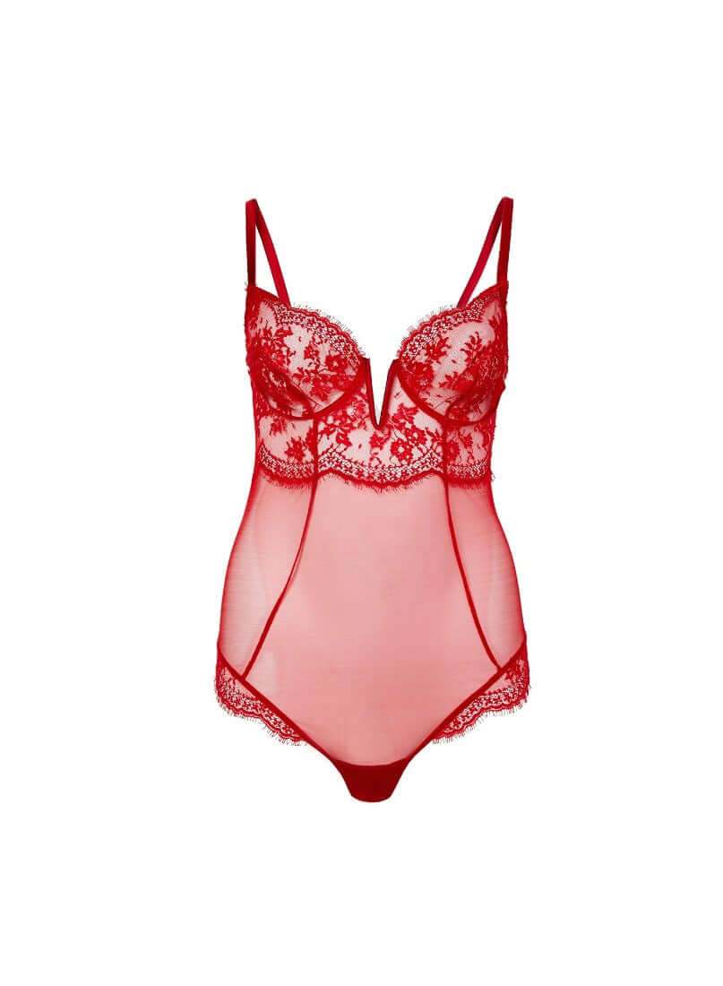 Fleur Du Mal Frankie Laced Bodysuit Color: Red Size: XS at Petticoat Lane  Greenwich, CT