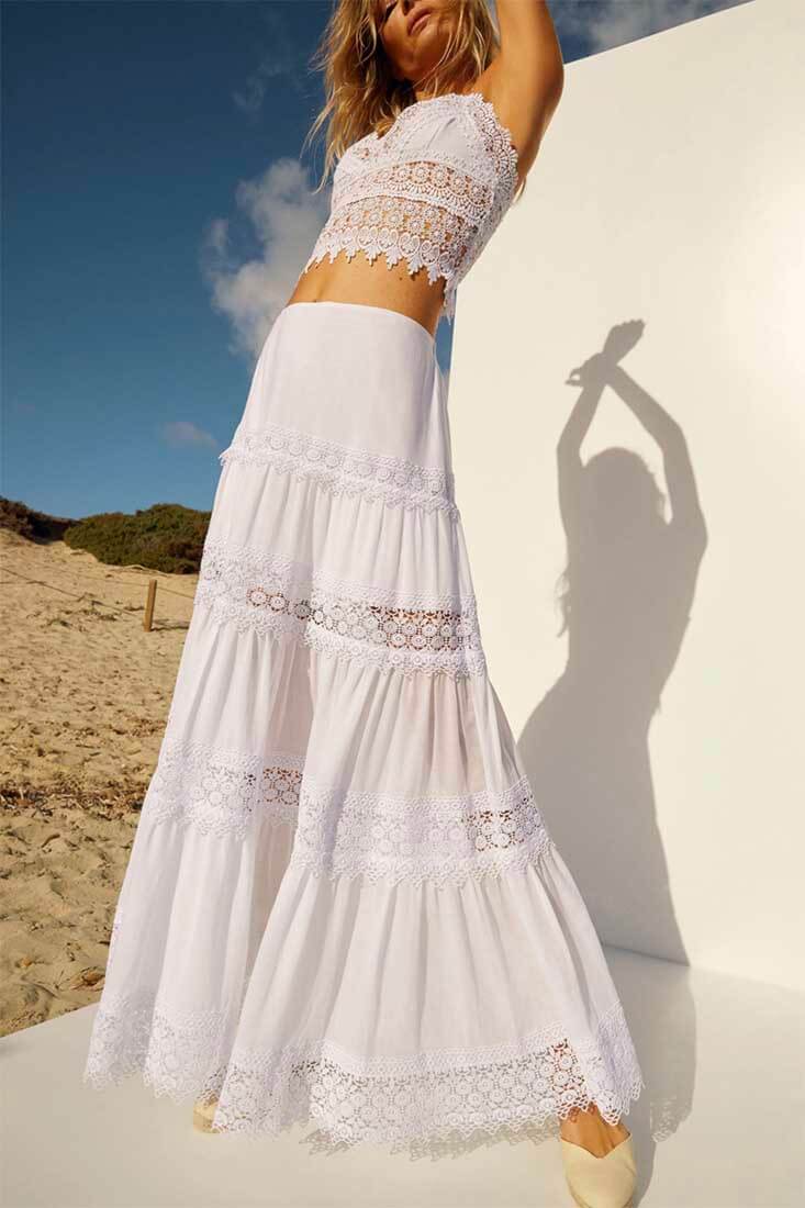 Charo Ruiz Ruth Long Skirt Color: White Size: S at Petticoat Lane  Greenwich, CT
