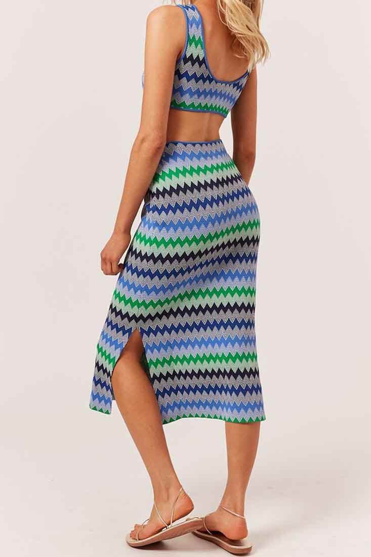 Solid &amp; Striped Bailey Dress in Ombre Zig Zag Color: Blue Ombre Zig Zag Size: XS, S, M at Petticoat Lane  Greenwich, CT