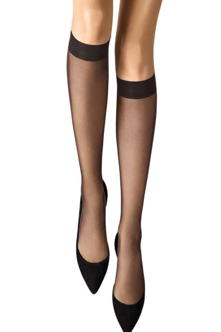 Wolford Individual 10 Knee Highs Color: Nearly Black Size: S at Petticoat Lane  Greenwich, CT