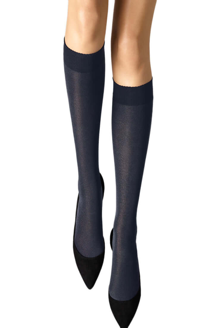 Wolford Velvet de Luxe 50 Knee Highs Color: Admiral Size: S at Petticoat Lane  Greenwich, CT